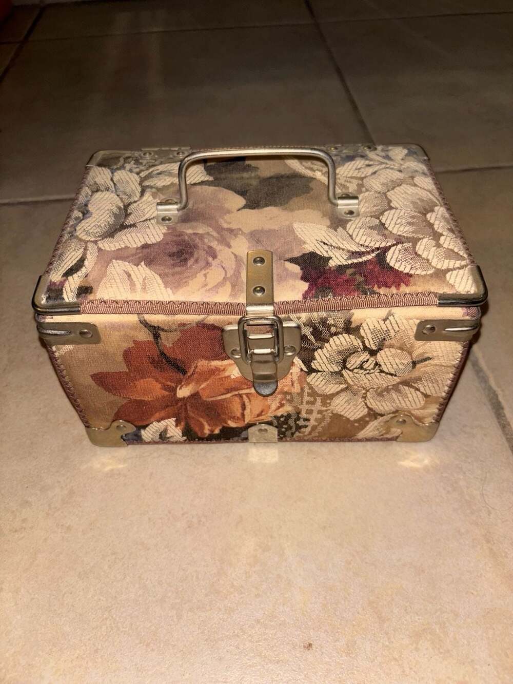 Vintage Floral Vanity Case Floral Storage Decor Jewelry Toiletry Trinket Box